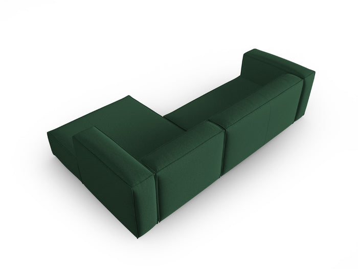Cosmopolitan Design - Divano angolare destro "Mackay" 4 posti in velluto strutturato verde 