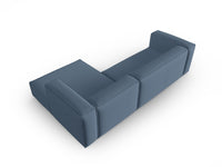 Cosmopolitan Design - Divano angolare destro "Mackay" 4 posti in velluto strutturato jeans blu 