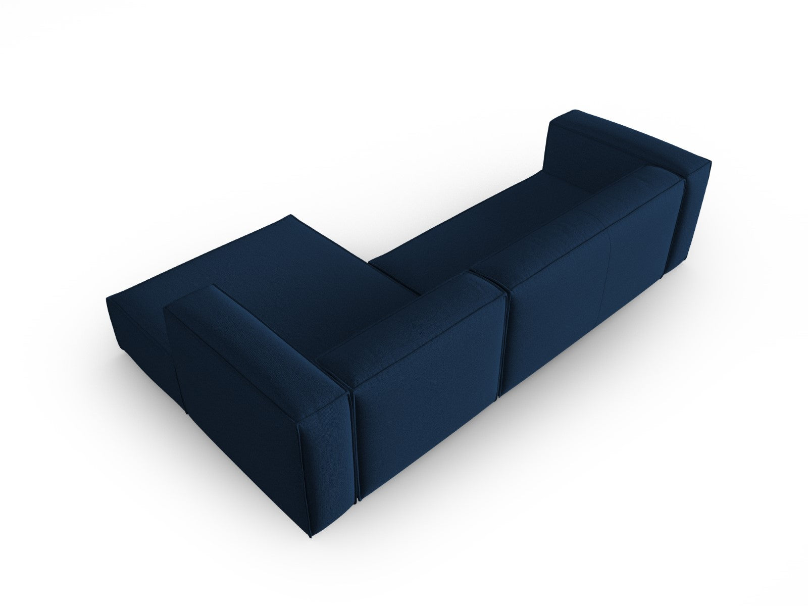 Cosmopolitan Design - Divano angolare destro "Mackay" 4 posti in velluto strutturato blu scuro 