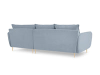 Cosmopolitan Design - Divano angolare destro "Vienna" 5 posti in velluto azzurro 