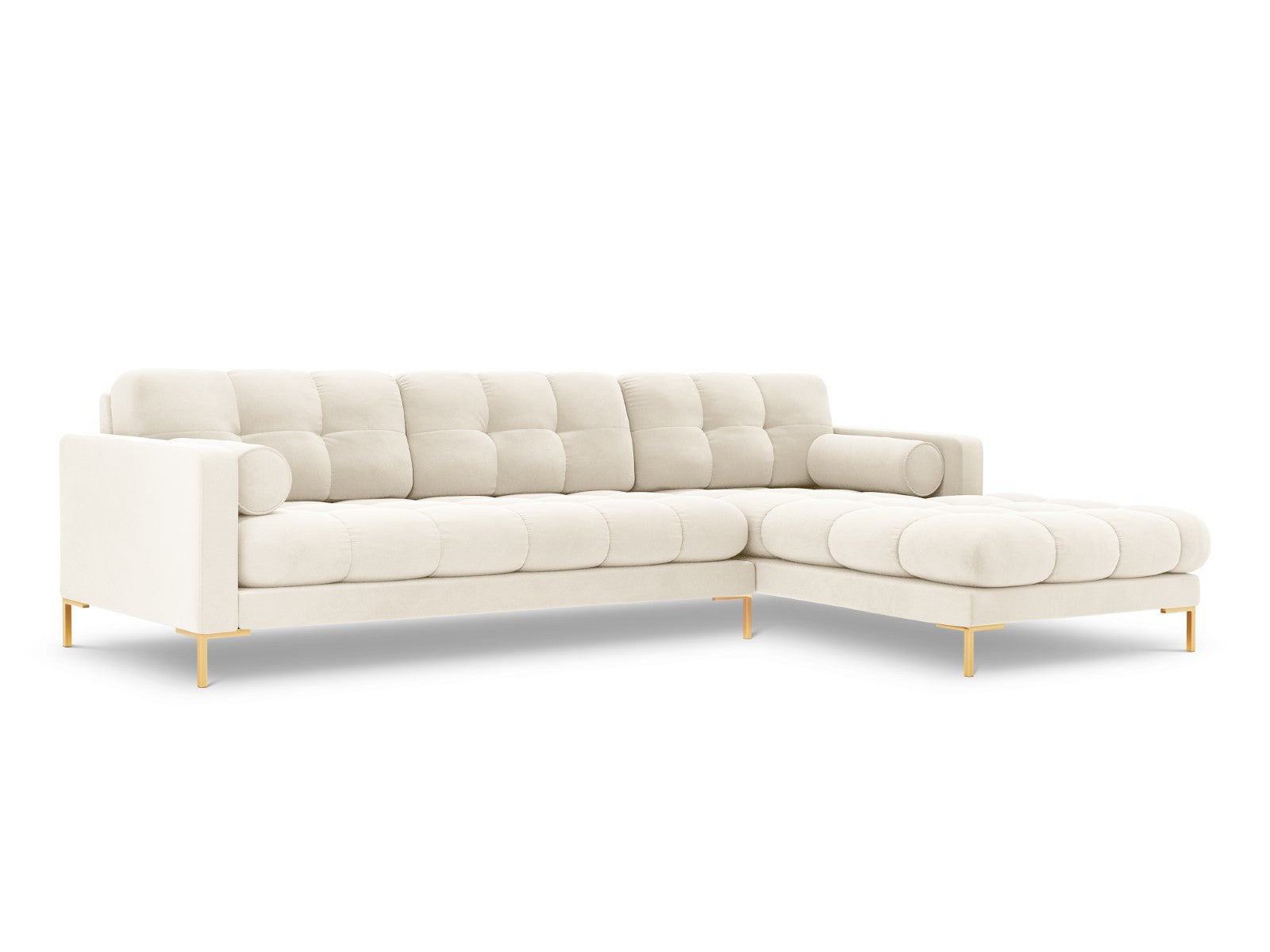 Cosmopolitan Design - Divano angolare destro "Bali" 5 posti in velluto beige chiaro 