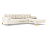 Cosmopolitan Design - Divano angolare destro "Bali" 5 posti in velluto beige chiaro 