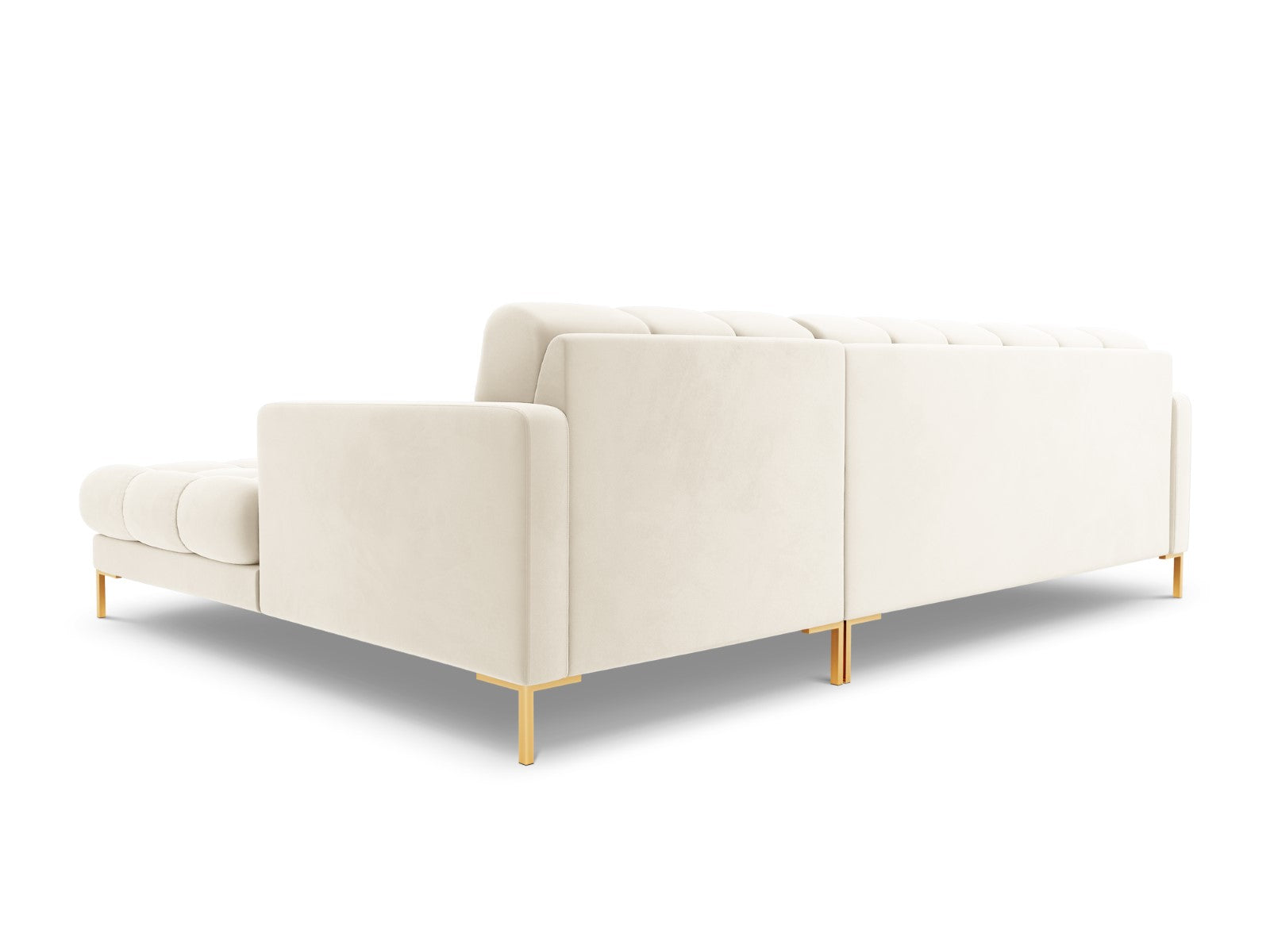 Cosmopolitan Design - Divano angolare destro "Bali" 5 posti in velluto beige chiaro 