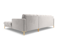 Cosmopolitan Design - Divano angolare destro "Bali" 5 posti in velluto argento 