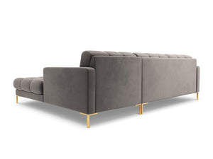 Cosmopolitan Design - Divano angolare destro "Bali" 5 posti in velluto grigio chiaro 