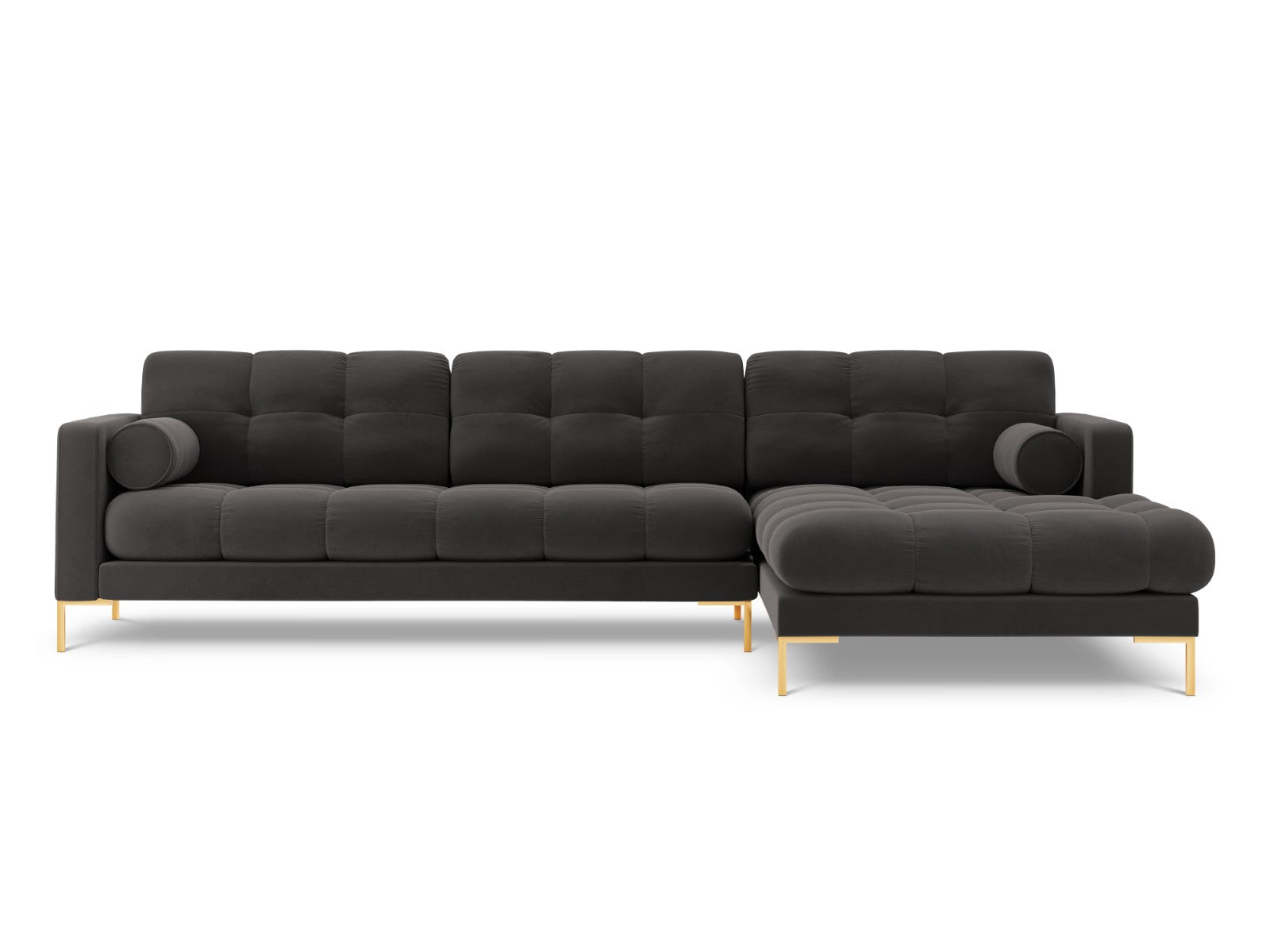 Cosmopolitan Design - Divano angolare destro "Bali" 5 posti in velluto grigio scuro 