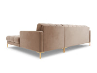 Cosmopolitan Design - Divano angolare destro "Bali" 5 posti in velluto beige 