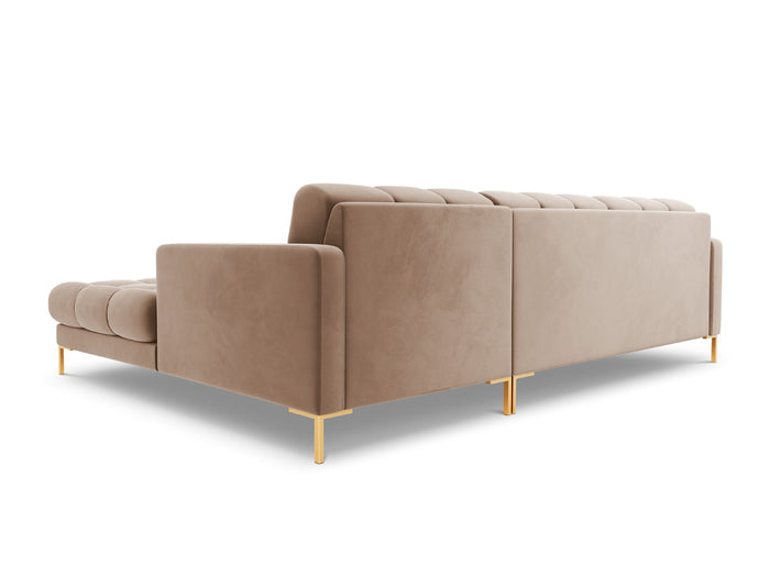 Cosmopolitan Design - Divano angolare destro "Bali" 5 posti in velluto beige 