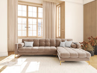 Cosmopolitan Design - Divano angolare destro "Bali" 5 posti in velluto beige 