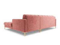 Cosmopolitan Design - Divano angolare destro "Bali" 5 posti in velluto rosa 