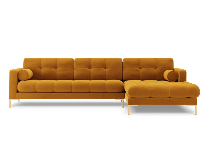 Cosmopolitan Design - Divano angolare destro "Bali" 5 posti in velluto giallo 