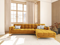 Cosmopolitan Design - Divano angolare destro "Bali" 5 posti in velluto giallo 
