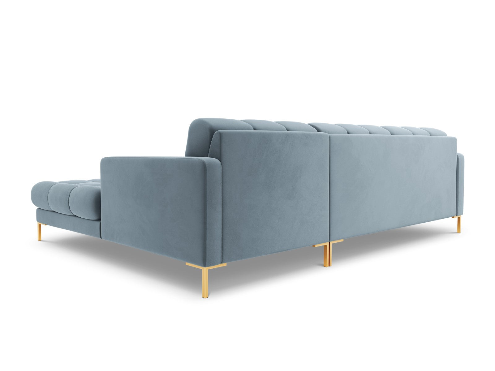 Cosmopolitan Design - Divano angolare destro "Bali" 5 posti in velluto azzurro 