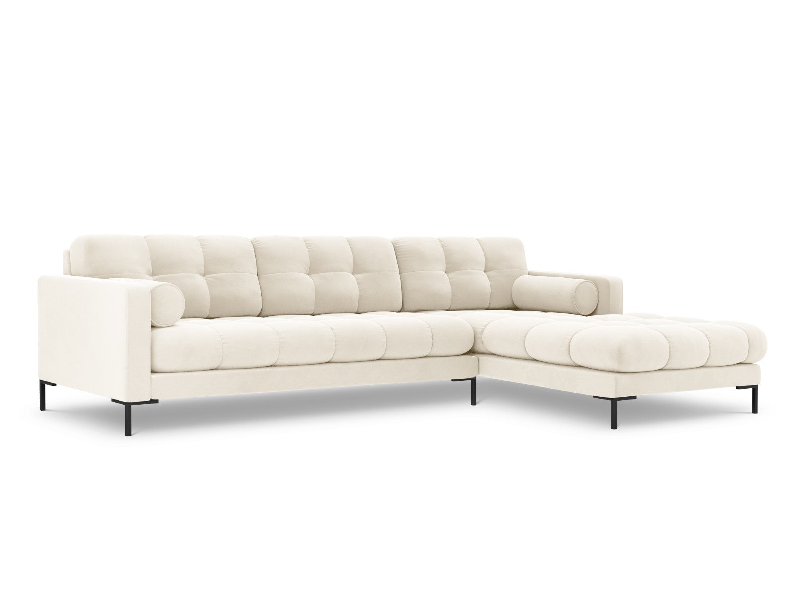 Cosmopolitan Design - Divano angolare destro "Bali" 5 posti in velluto beige chiaro 