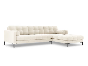 Cosmopolitan Design - Divano angolare destro "Bali" 5 posti in velluto beige chiaro 