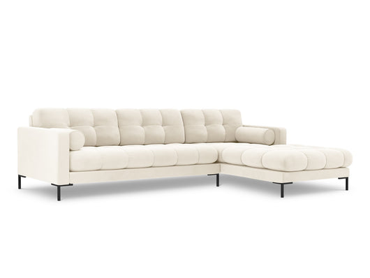 Cosmopolitan Design - Divano angolare destro "Bali" 5 posti in velluto beige chiaro 
