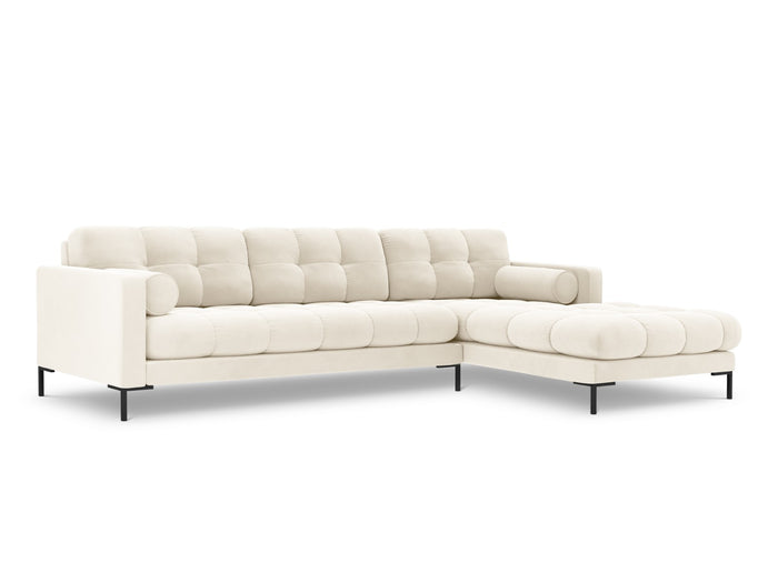 Cosmopolitan Design - Divano angolare destro "Bali" 5 posti in velluto beige chiaro 