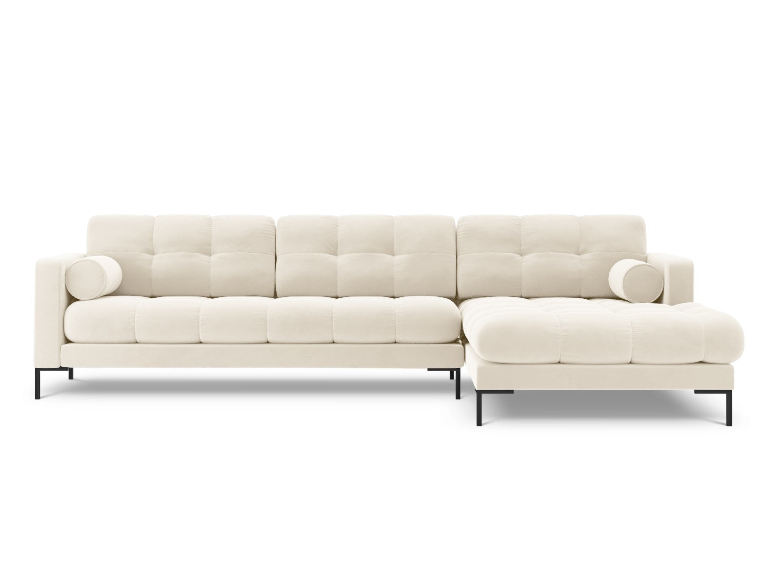 Cosmopolitan Design - Divano angolare destro "Bali" 5 posti in velluto beige chiaro 