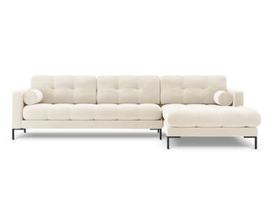 Cosmopolitan Design - Divano angolare destro "Bali" 5 posti in velluto beige chiaro 