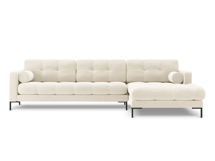Cosmopolitan Design - Divano angolare destro "Bali" 5 posti in velluto beige chiaro 