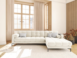 Cosmopolitan Design - Divano angolare destro "Bali" 5 posti in velluto beige chiaro 