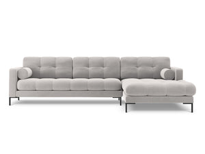 Cosmopolitan Design - Divano angolare destro "Bali" 5 posti in velluto argento 