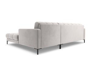 Cosmopolitan Design - Divano angolare destro "Bali" 5 posti in velluto argento 