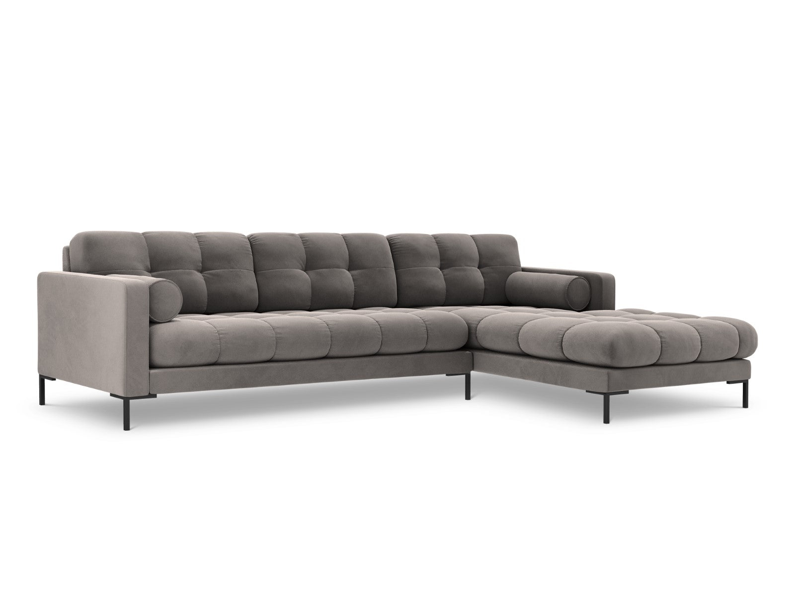 Cosmopolitan Design - Divano angolare destro "Bali" 5 posti in velluto grigio chiaro 