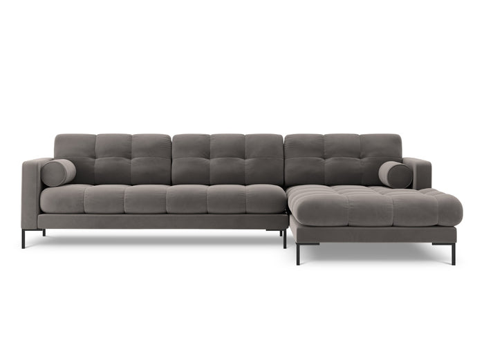 Cosmopolitan Design - Divano angolare destro "Bali" 5 posti in velluto grigio chiaro 