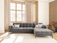 Cosmopolitan Design - Divano angolare destro "Bali" 5 posti in velluto grigio chiaro 