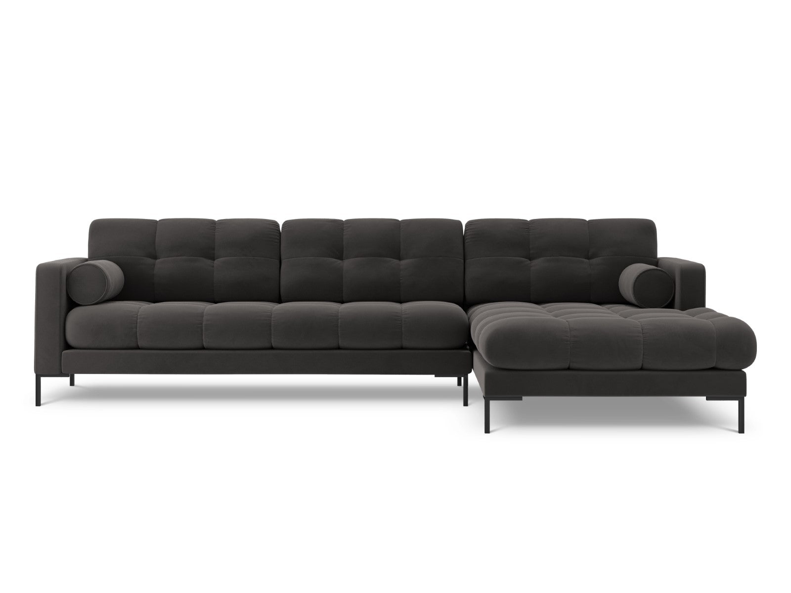 Cosmopolitan Design - Divano angolare destro "Bali" 5 posti in velluto grigio scuro 