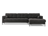 Cosmopolitan Design - Divano angolare destro "Bali" 5 posti in velluto grigio scuro 