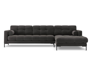 Cosmopolitan Design - Divano angolare destro "Bali" 5 posti in velluto grigio scuro 