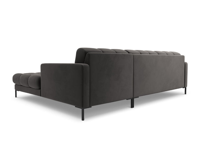 Cosmopolitan Design - Divano angolare destro "Bali" 5 posti in velluto grigio scuro 