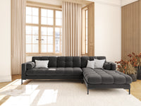 Cosmopolitan Design - Divano angolare destro "Bali" 5 posti in velluto grigio scuro 