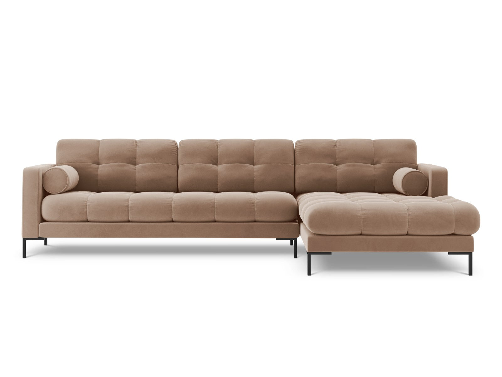 Cosmopolitan Design - Divano angolare destro "Bali" 5 posti in velluto beige 