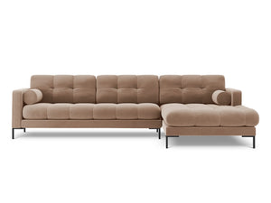 Cosmopolitan Design - Divano angolare destro "Bali" 5 posti in velluto beige 