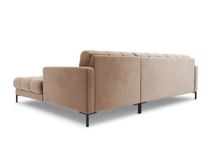 Cosmopolitan Design - Divano angolare destro "Bali" 5 posti in velluto beige 