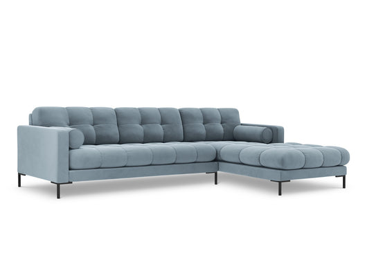 Cosmopolitan Design - Divano angolare destro "Bali" 5 posti in velluto azzurro 