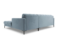 Cosmopolitan Design - Divano angolare destro "Bali" 5 posti in velluto azzurro 