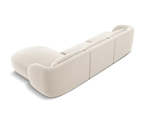 Cosmopolitan Design - Divano angolare destro "Tulum" 4 posti in velluto beige chiaro 