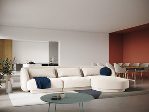 Cosmopolitan Design - Divano angolare destro "Tulum" 4 posti in velluto beige chiaro 