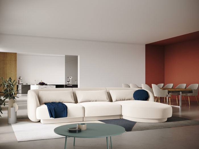 Cosmopolitan Design - Divano angolare destro "Tulum" 4 posti in velluto beige chiaro 