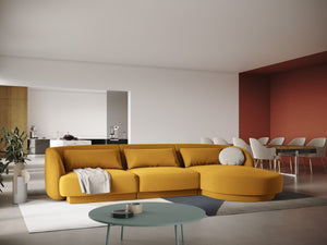 Cosmopolitan Design - Divano angolare destro "Tulum" 4 posti in velluto giallo 