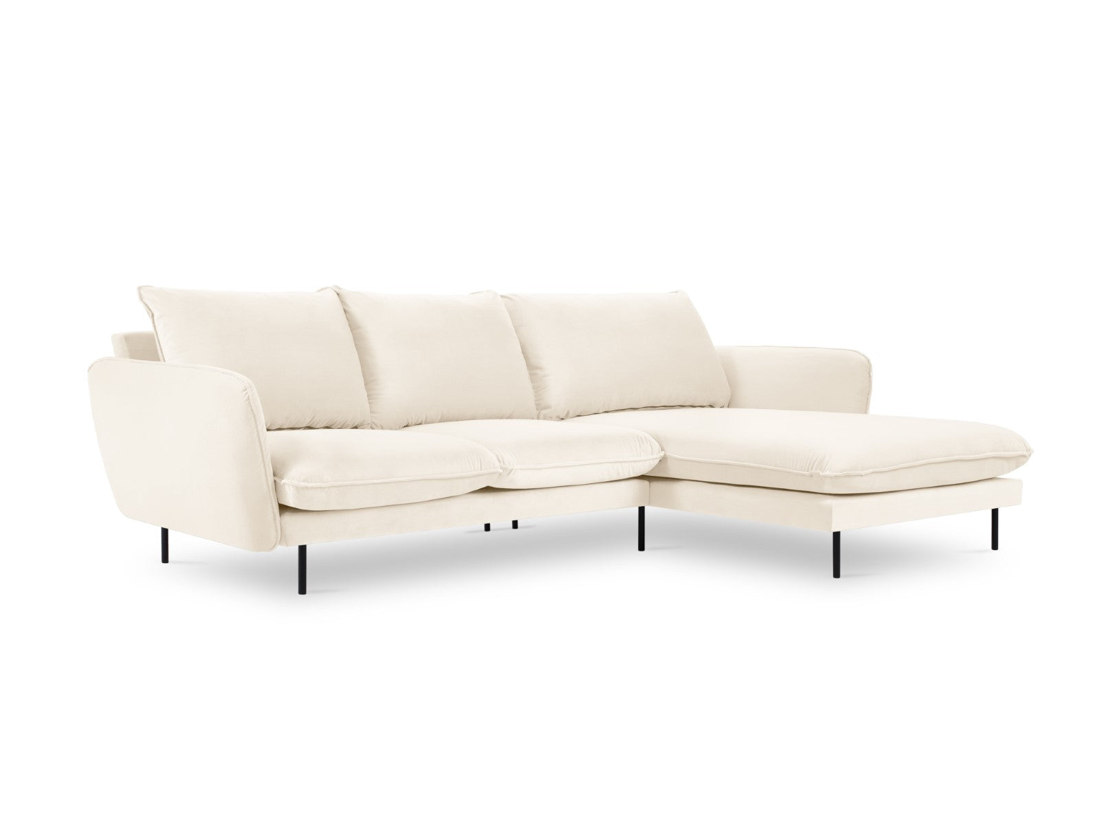 Cosmopolitan Design - Divano angolare destro "Vienna" 5 posti in velluto beige chiaro 