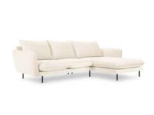 Cosmopolitan Design - Divano angolare destro "Vienna" 5 posti in velluto beige chiaro 