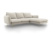 Cosmopolitan Design - Divano angolare destro "Vienna" 5 posti in tessuto strutturato beige chiaro 