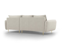 Cosmopolitan Design - Divano angolare destro "Vienna" 5 posti in tessuto strutturato beige chiaro 