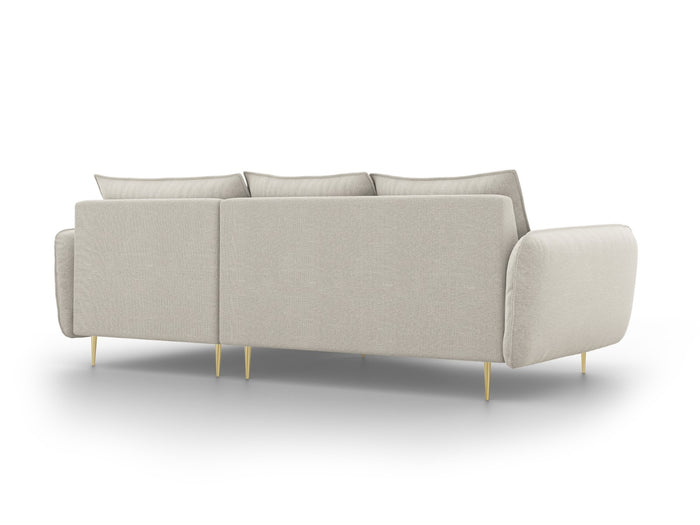 Cosmopolitan Design - Divano angolare destro "Vienna" 5 posti in tessuto strutturato beige chiaro 