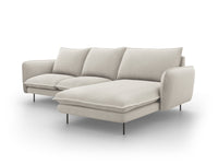 Cosmopolitan Design - Divano angolare destro "Vienna" 5 posti in tessuto strutturato beige chiaro 